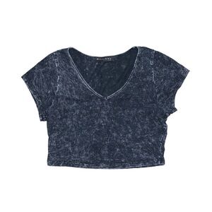 Milkyway Short Sleeve Crop Top Women's Size‎ Medium  Black Grey Acid Wash Shirt